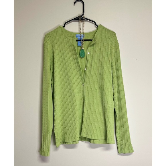 Commentary Women's Green Cardigan Textures Knit‎ Sweater Size L - Picture 1 of 7